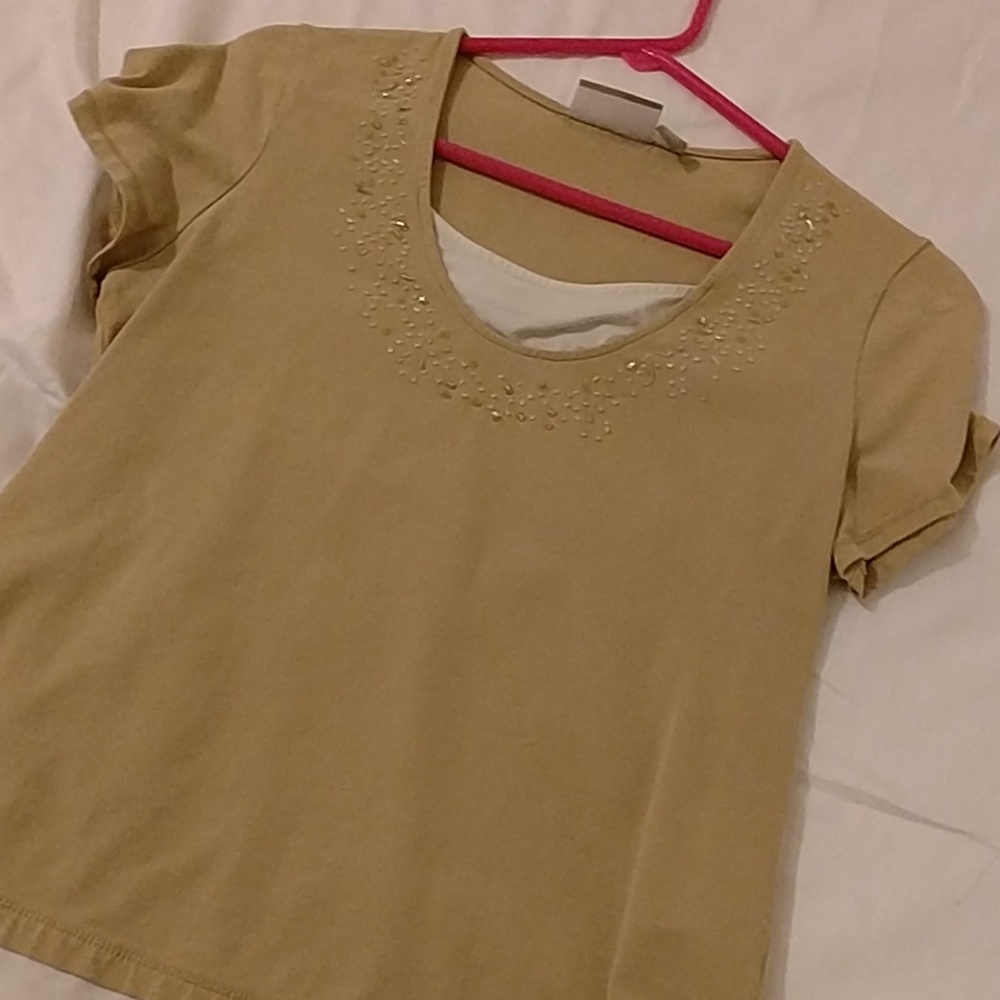 White and tan shirt